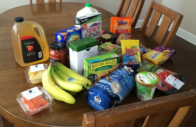 Groceries I bought during my carb-load trip